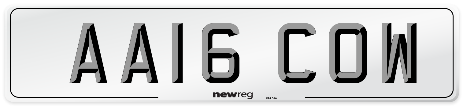 AA16 COW Number Plate from New Reg